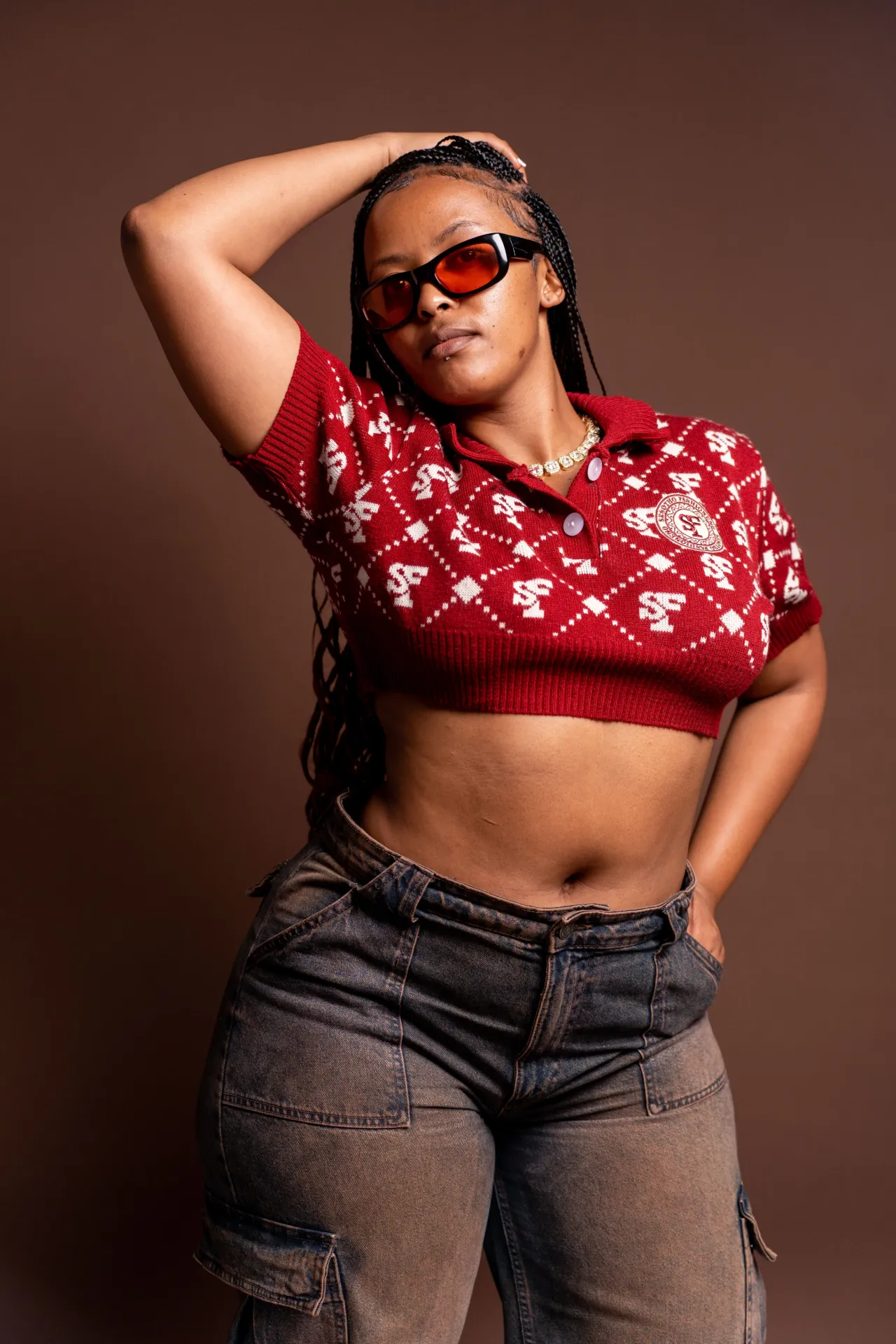 SF Knitwear Crop Top - Burgundy